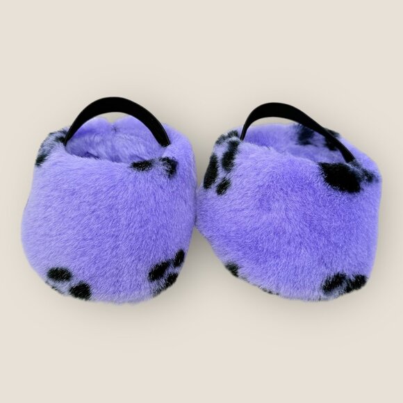 Build-A-Bear Workshop Purple Black Plush Paw Print Bear Slippers BAB Clothes B - Picture 2 of 7